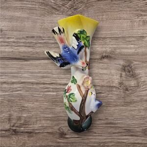 Vintage Japan Ucagco Blue Bird Vase Hand Painted